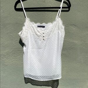 Abercrombie & Fitch White Lace Polka dot Camisole Top